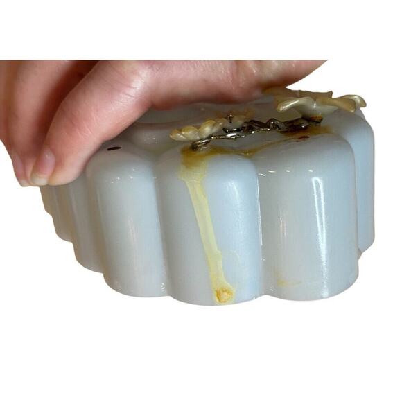 Vintage MENDA CO. PASADENA, CAL Blue Plastic Vanity Lipstick Bar Holder Flowers - Picture 4 of 6